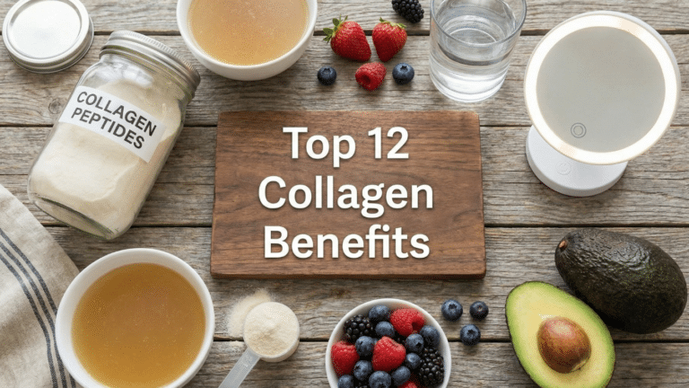 Healthy foods and collagen supplements for beauty and wellness