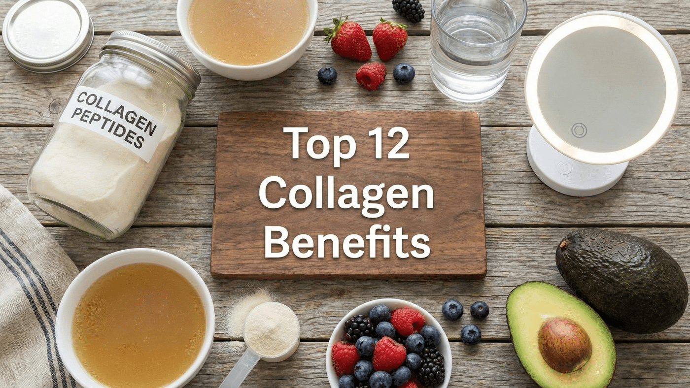 Healthy foods and collagen supplements for beauty and wellness