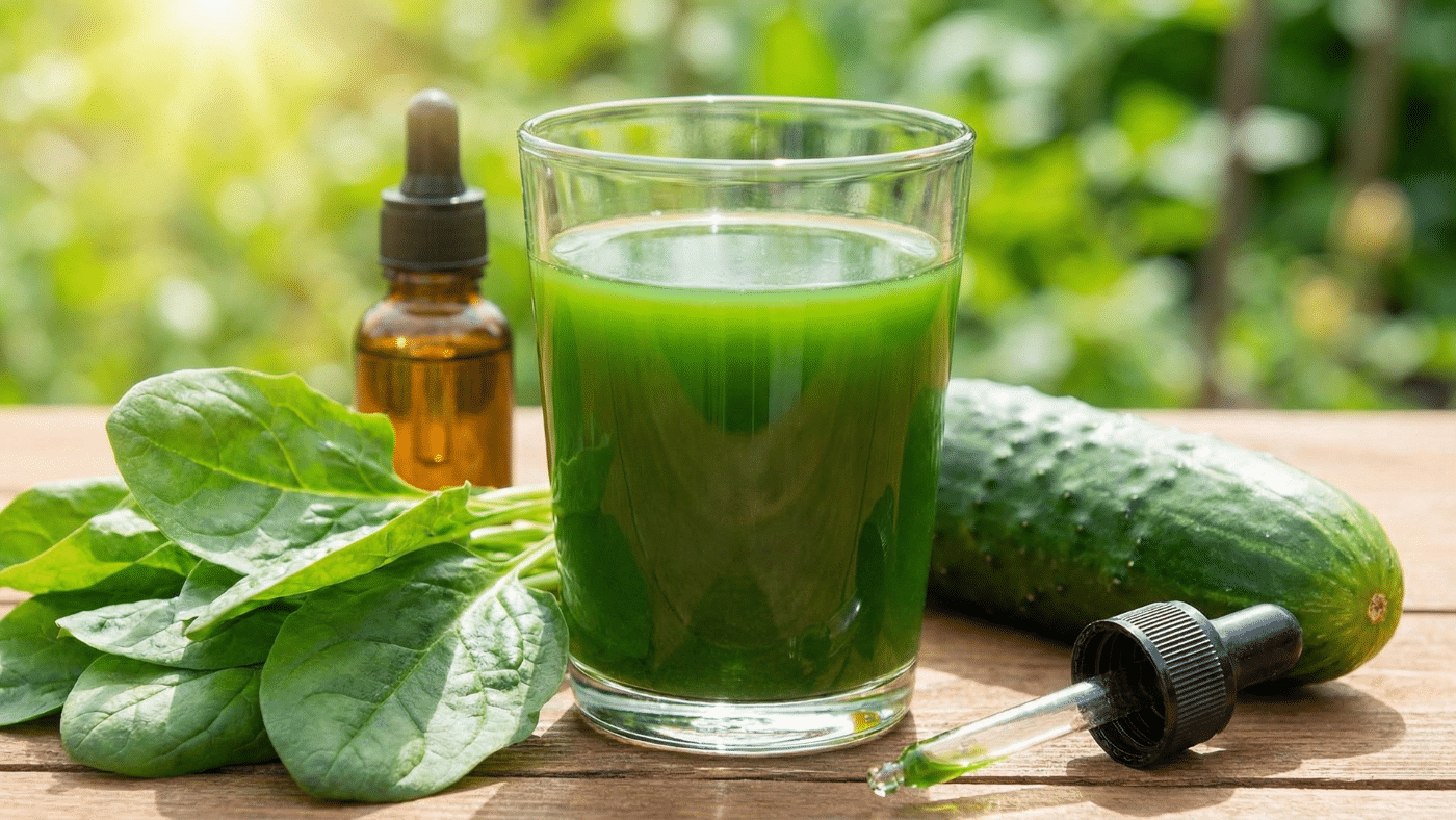 Liquid chlorophyll wellness drink
