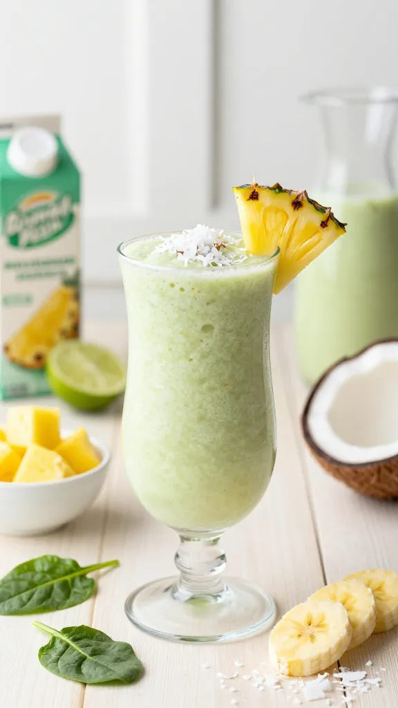 Green Piña Colada With A Sneaky Spinach Twist