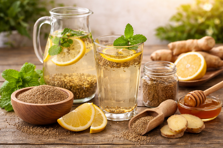 Ajwain water with fresh ingredients