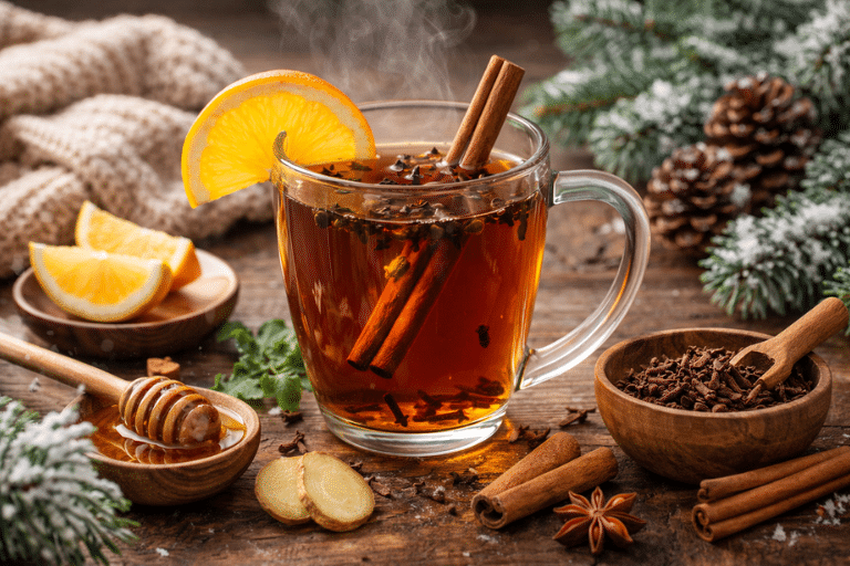 Aromatic clove tea with winter spices