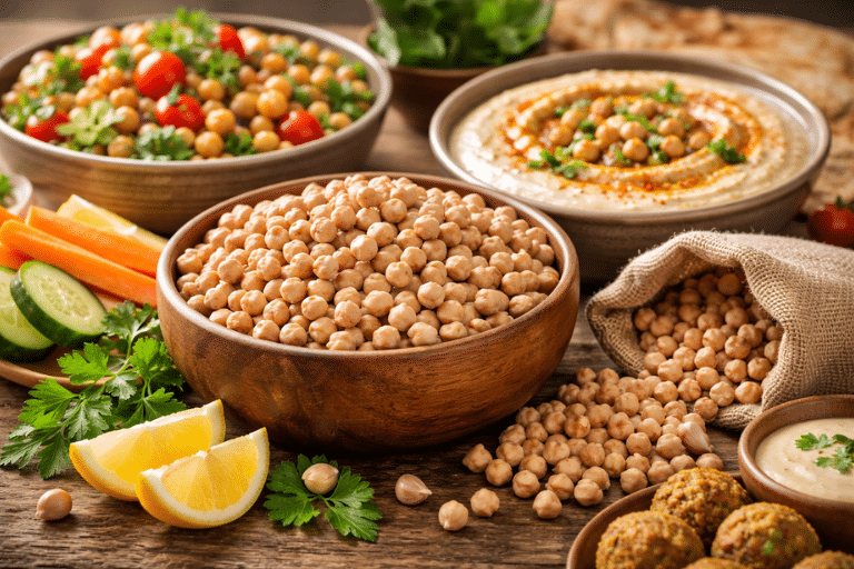 Chickpea delights on rustic table