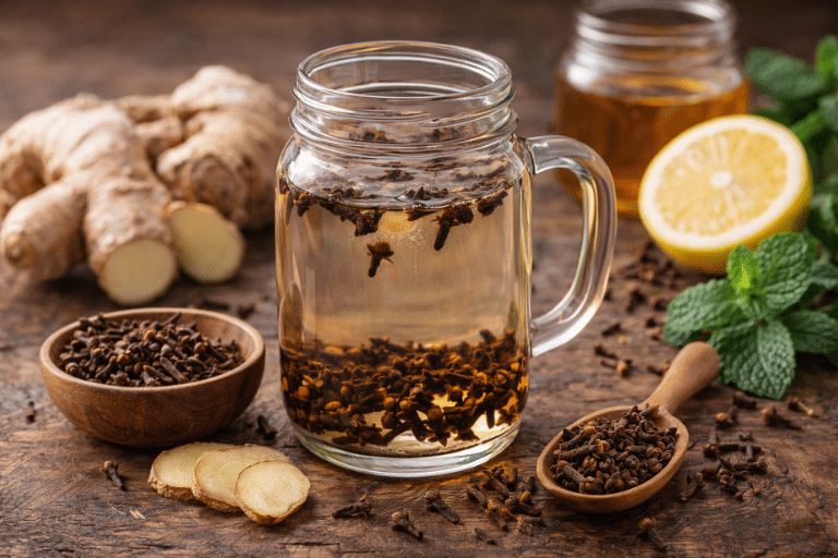 Cloves, ginger, and lemon infusion