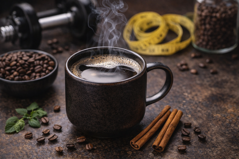 Coffee break essentials with cinnamon sticks