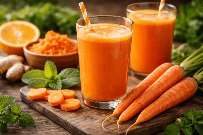 Freshly made carrot juice delight