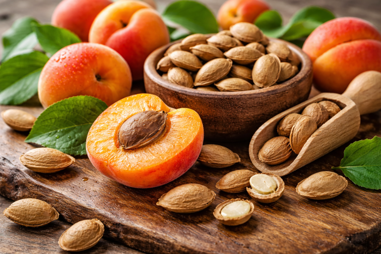 Vibrant apricots and seeds arrangement