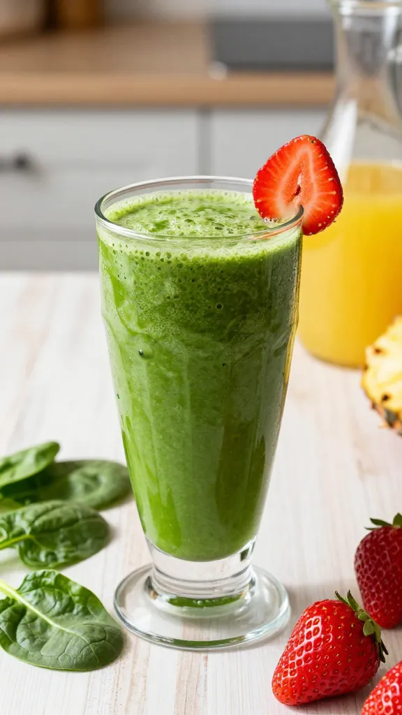 Super Green Strawberry Power Smoothie That Makes Veggies Feel Fun