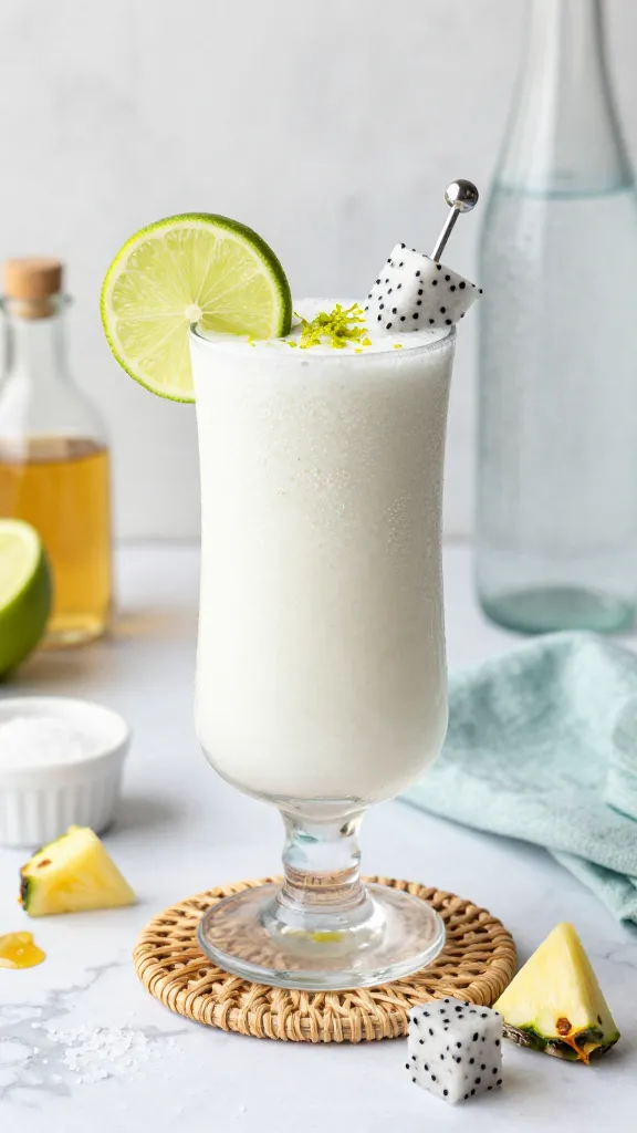 Zesty Dragon Fizz: Lime-Coconut Dragon Fruit Smoothie With A Sparkle