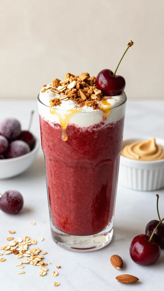 Cherry-Almond Pie Smoothie With Crunchy Crumble