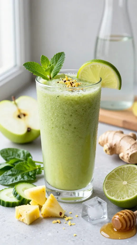 Ginger-Mint Green Apple Refresher With a Zing