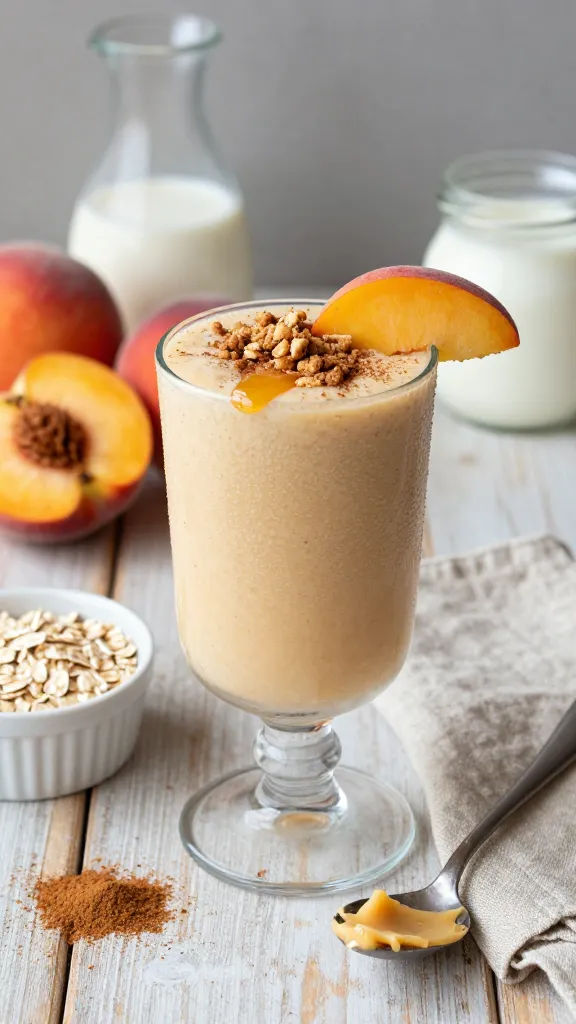 Peach Pie Smoothie With Cinnamon Crumble Vibes