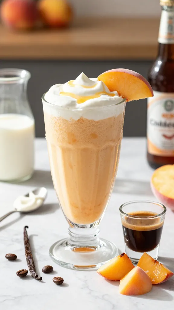 Peaches ‘N Cream Espresso Smoothie For Brunch Legends