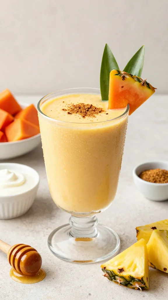 Creamy Papaya-Pineapple Lassi With Probiotic Power