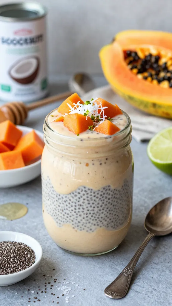 Coconut Papaya Chia Pudding Smoothie (The Overnight Hero)
